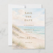 Carte de rappel de mariage moderne sur la plage cô (Devant)