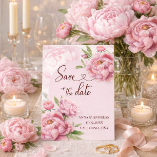 Carte de rappel de mariage Rose Pivoine