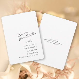 Carte de rappel de mariage simple noir et blanc