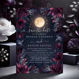 Carte de rappel de mariage sous la lune du jardin
