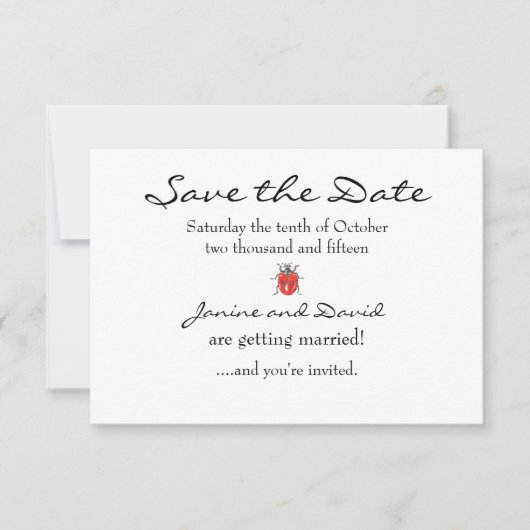 Carte de rappel de mariage Tiny Ladybird/Ladybug (Devant)