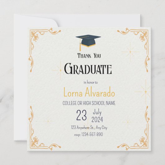 Carte de rappel de remise de diplôme blanche (Devant)