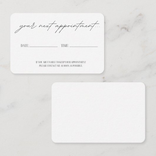 Carte de rappel de rendez-vous (Devant / Derrière)