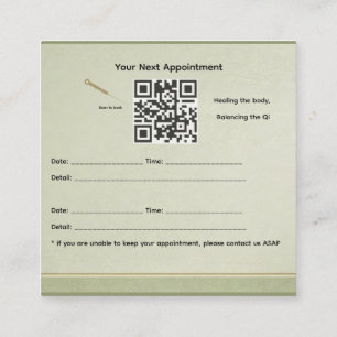 Carte de rappel de rendez-vous d'acupuncture