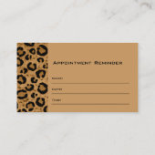 Carte de rappel de rendez-vous de léopard (Dos)