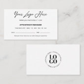 Carte de rappel de rendez-vous de logo personnalis (Devant / Derrière)