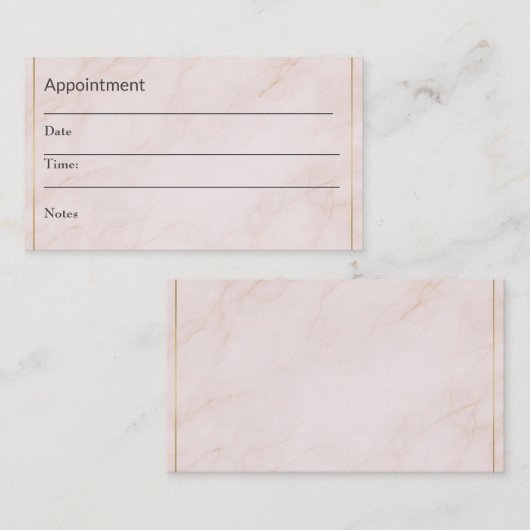 Carte de rappel de rendez-vous de luxe – Marbre ro (Devant / Derrière)