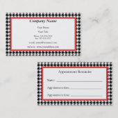 Carte de rappel de rendez-vous de pied-de-poule (Devant / Derrière)