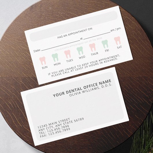 Carte de rappel de rendez-vous dentaire moderne