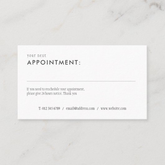 Carte de rappel de rendez-vous élégante et simple (Devant)