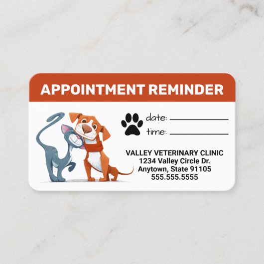 Carte de rappel de rendez-vous professionnels pour (Devant)