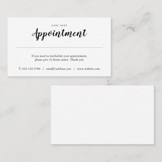 Carte de rappel de rendez-vous simple et élégante (Devant / Derrière)