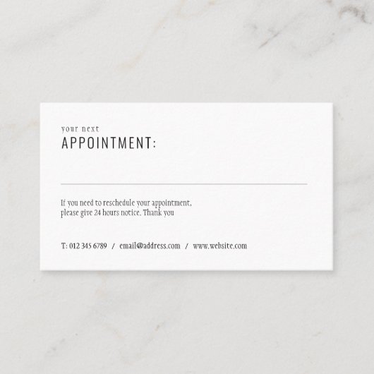 Carte de rappel de rendez-vous simple noir et blan (Devant)