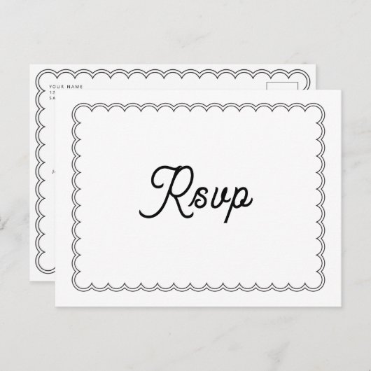 Carte de rappel de réponse avec bordure à festons  (Devant / Derrière)