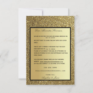 Carte de rappel de réponse de mariage en or paille