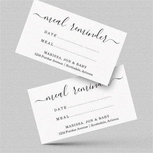 Carte de rappel des repas du train alimentaire