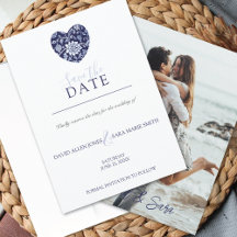 Carte de rappel Indigo Meadow Floral Heart