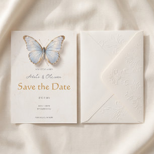 Carte de rappel minimaliste bleu clair papillon