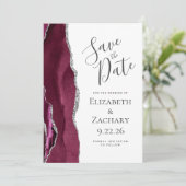 Carte de rappel moderne agate bordeaux argent (Debout devant)