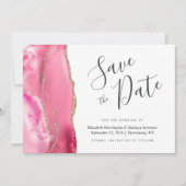 Carte de rappel moderne rose or agate (Devant)