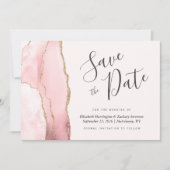 Carte de rappel moderne rose poudré or agate (Devant)