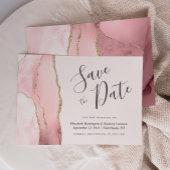 Carte de rappel moderne rose poudré or agate