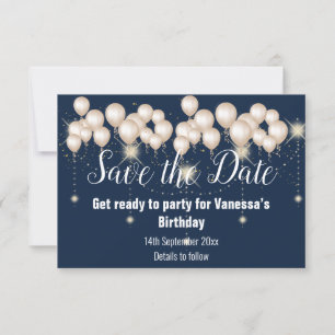 Carte de rappel Navy Blue Balloon Sparkle