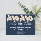 Carte de rappel Navy Blue Balloon Sparkle (Debout devant)