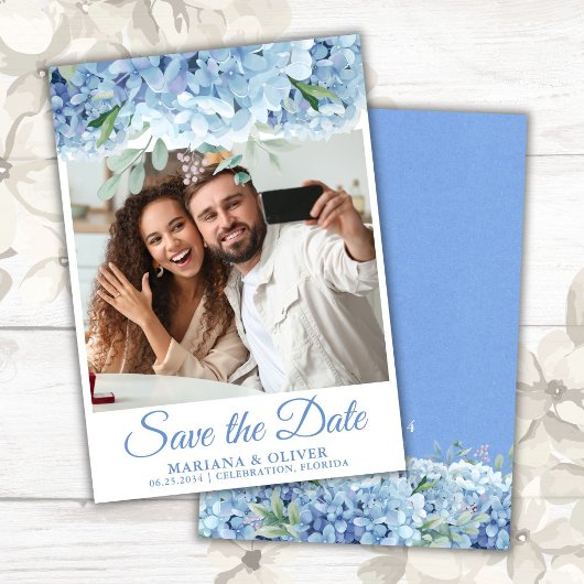 Carte de rappel photo Fleurs d'hydrangeas bleus