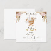 Carte de rappel pour baby shower à fleurs blanches (Devant / Derrière)