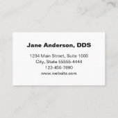 Carte de rappel pour les dentistes du bureau denta (Dos)