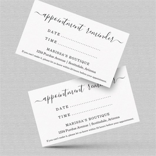 Carte de rappel pour rendez-vous, salon dentaire p