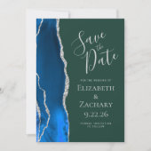 Carte de rappel Royal Blue Silver Agate Green (Devant)