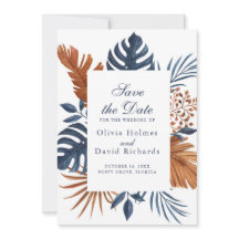 Carte de rappel Rustique Bleu Minuit Monstera