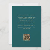 Carte de rappel teal bleu or script Code QR (Dos)