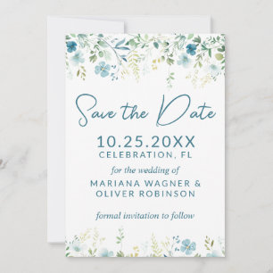 Carte de rappel Teal Blue Wildflowers