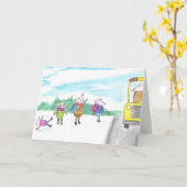 Carte de rats heureux de rentrée scolaire (Fleur jaune)