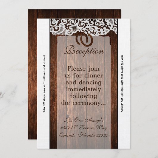 Carte de réception 3,5 x 7 Chaussures à cheval sur (Devant / Derrière)