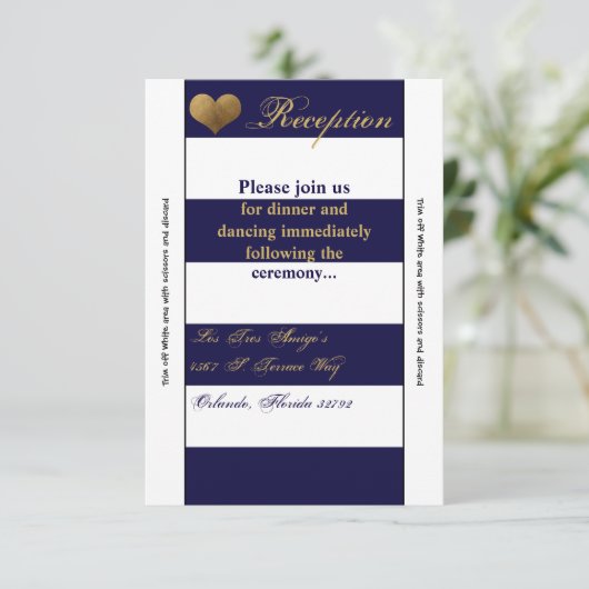 Carte de réception 3,5 x 7 cm Grille moderne Marin (Debout devant)