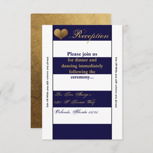 Carte de réception 3,5 x 7 cm Grille moderne Marin (Devant / Derrière)