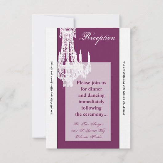 Carte de réception 3,5 x 7 cristal Chandelier Glit (Devant)