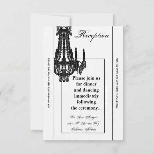 Carte de réception 3,5 x 7 cristal Chandelier Glit (Devant)