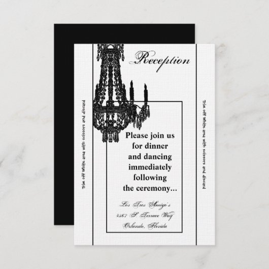 Carte de réception 3,5 x 7 cristal Chandelier Glit (Devant / Derrière)