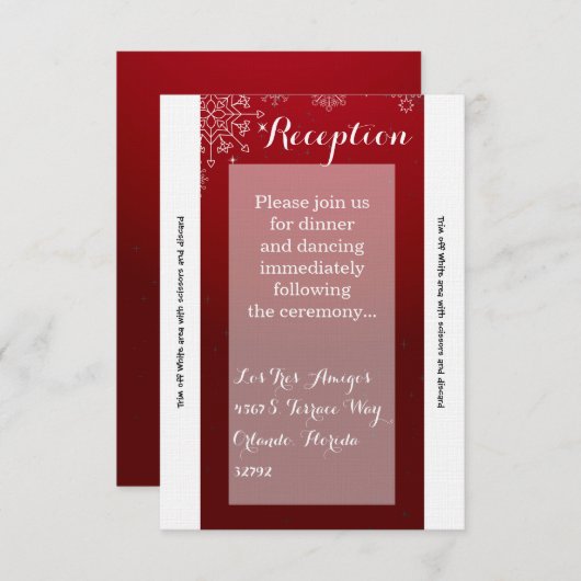 Carte de réception 3,5 x 7 Flammes de neige d'hive (Devant / Derrière)