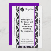 Carte de réception 3,5 x 7 noir Purée noire Damask (Devant / Derrière)