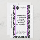 Carte de réception 3,5 x 7 noir Purée noire Damask (Devant)