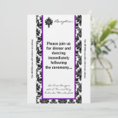 Carte de réception 3,5 x 7 noir Purée noire Damask (Debout devant)