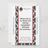 Carte de réception 3,5 x 7 noir rouge Damas (Devant)