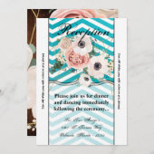 Carte de réception 3,5 x 7 Rose géométrique Chevro (Devant / Derrière)