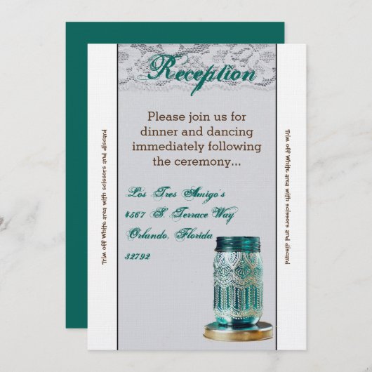 Carte de réception 3,5 x 7 rustique Pays Mason Jar (Devant / Derrière)